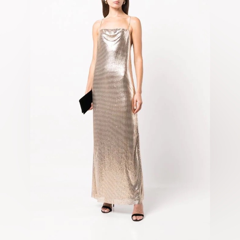Alice & Olivia harmony chainmail maxi slip dress
